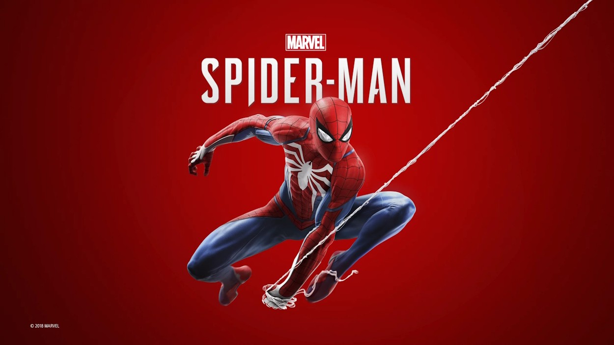 Spider-Man đu dây qua thành phố trong Marvel's Spider-Man