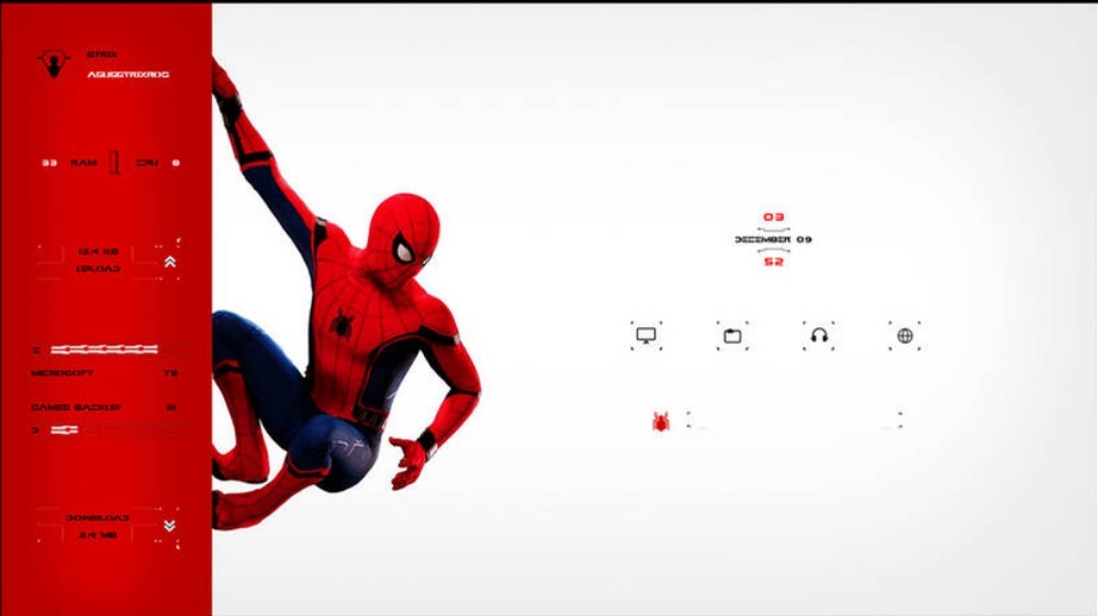 Spiderman MCU theme for rainmeter with red theme