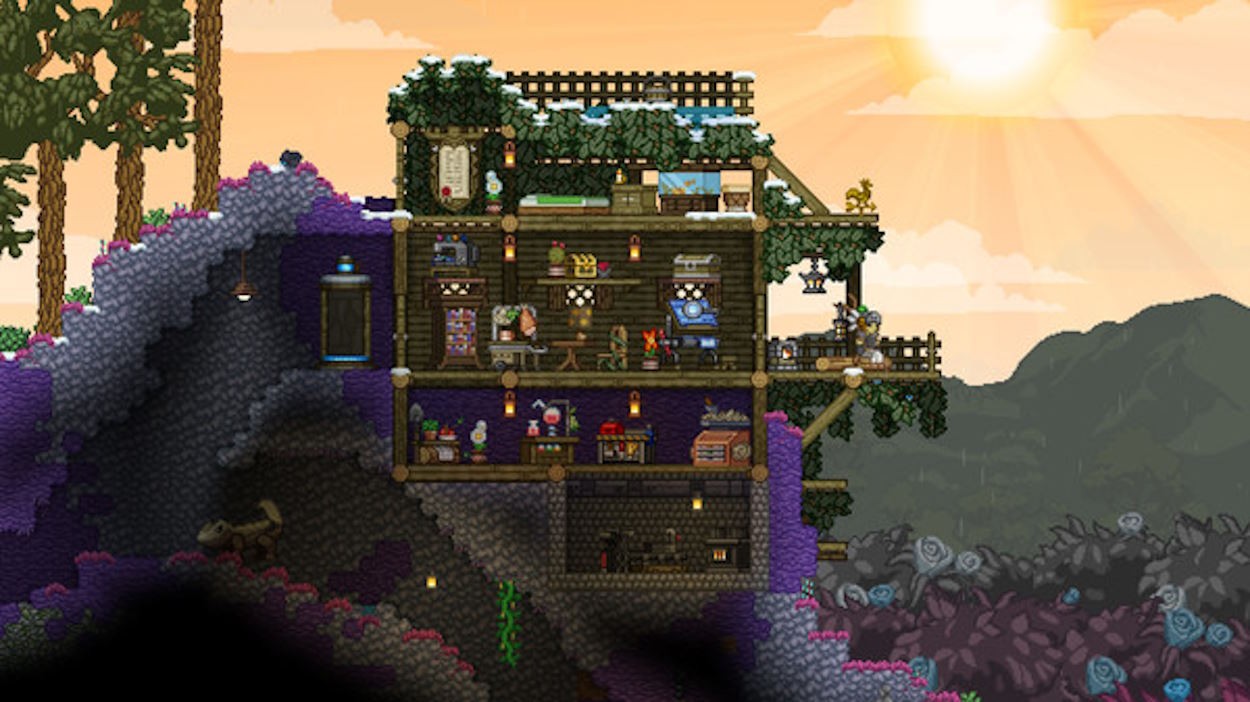 Starbound có đồ họa 2D tương tự Terraria nhưng có nhiều yếu tố khoa học viễn tưởng hơn
