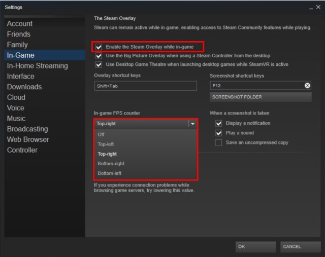 Steam Overlay và bộ đếm FPS
