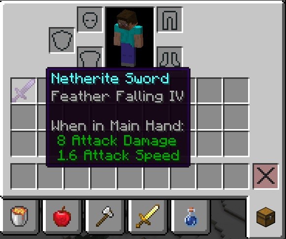 Sử dụng Feather Falling trên Kiếm bằng Sách Phù Phép trong Minecraft