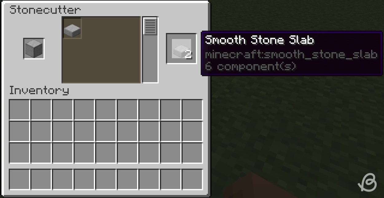 Sử dụng máy cắt đá để lấy tấm đá mịn trong Minecraft