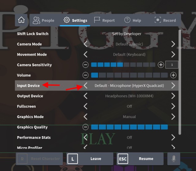 Sử dụng thiết bị đầu vào trên Roblox