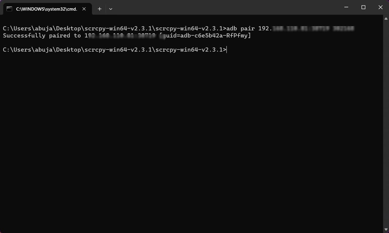 Successfully paired wirelessly