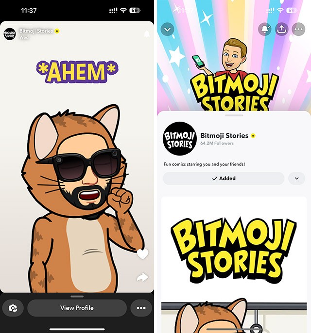 swipe up on stories from public profiles