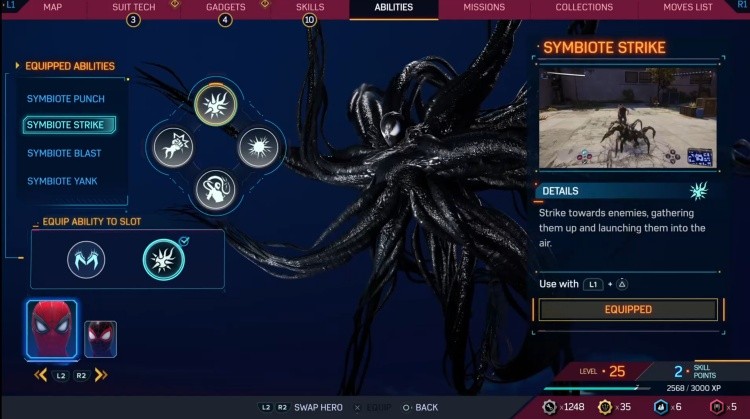 symbiote strike peter parket ability