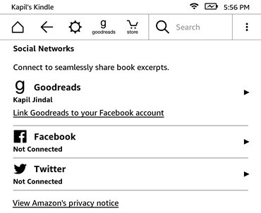 Tài khoản mạng xã hội Kindle