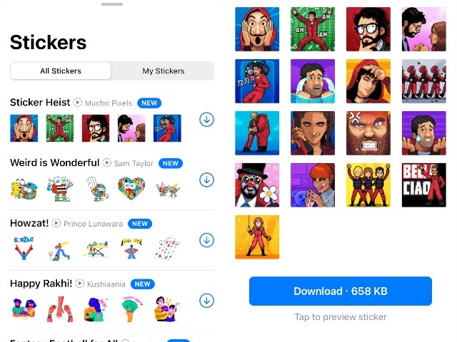 Tải Sticker Money Heist trên WhatsApp cho iOS