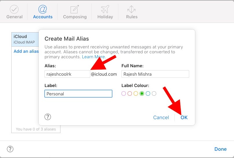 Tạo bí danh Email iCloud