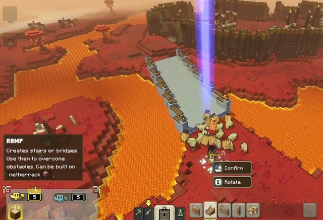 Tạo đường dốc trong Minecraft Legends