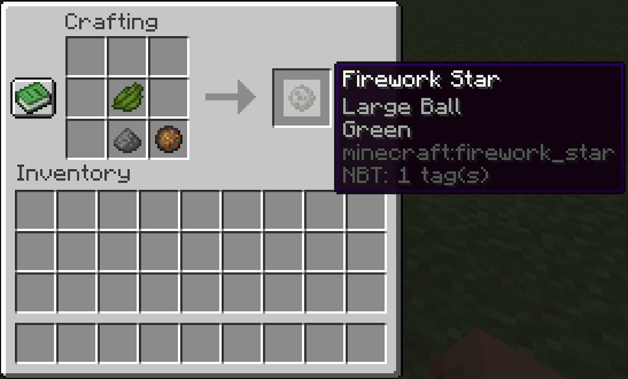 Tạo một ngôi sao pháo hoa bằng thuốc nhuộm xanh lá cây trong Minecraft