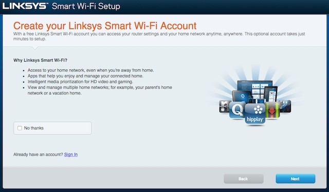 Tạo tài khoản Linksys WiFi