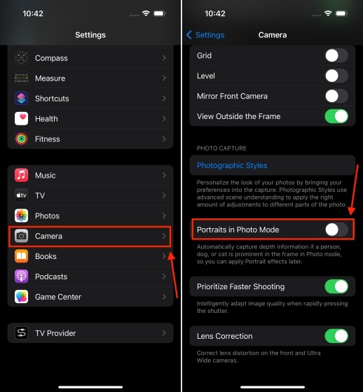 Tắt Chế Độ Chân Dung trong Chế Độ Ảnh trên iPhone 15