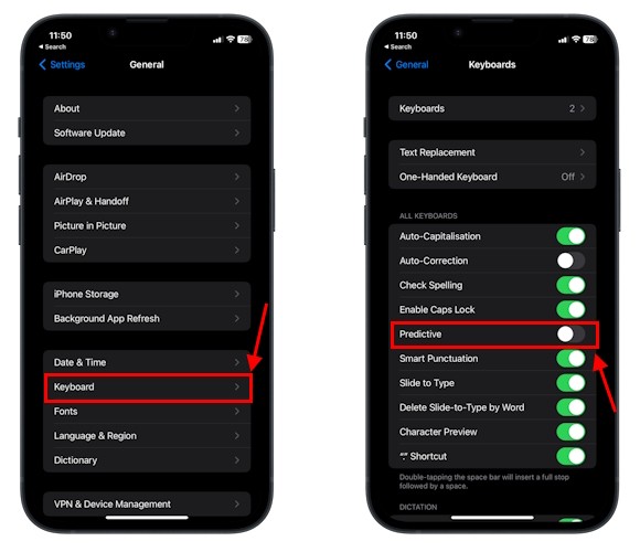 Tắt Đoán Chữ trên iPhone
