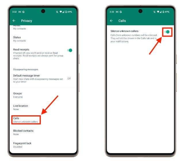 Tắt tiếng cuộc gọi rác trên WhatsApp
