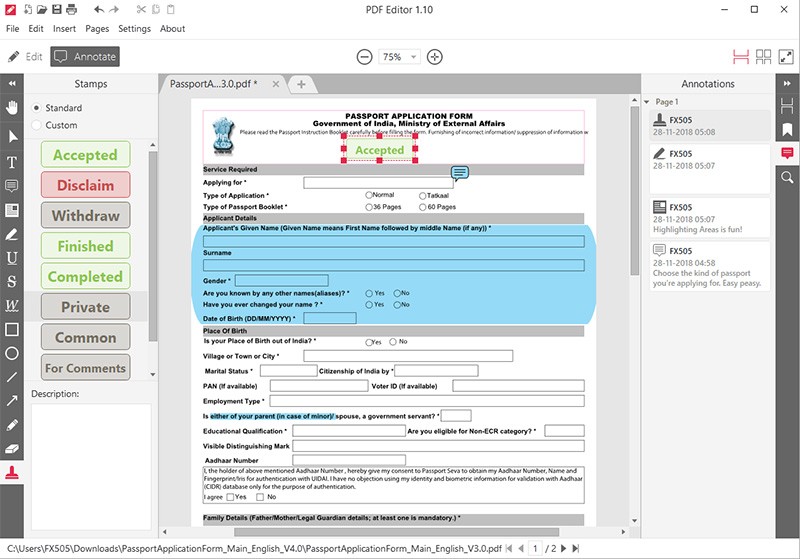 Thanh công cụ bên phải của Icecream PDF Editor