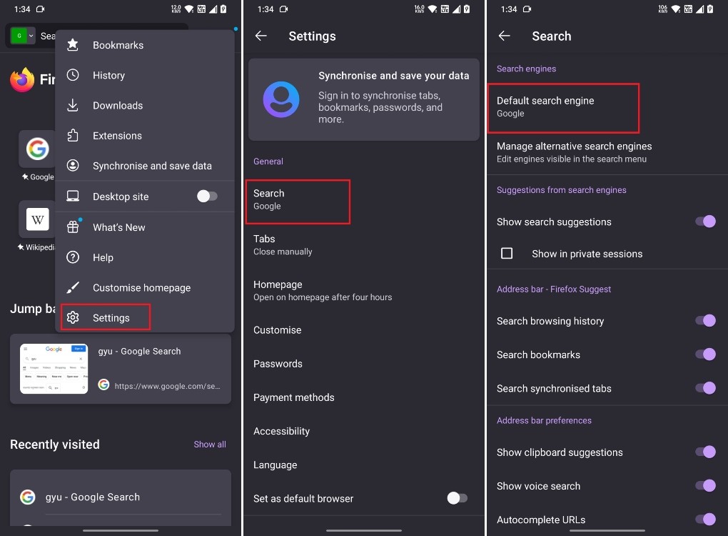 Thay đổi công cụ tìm kiếm trên Firefox Android, tùy chỉnh trải nghiệm tìm kiếm trên thiết bị di động