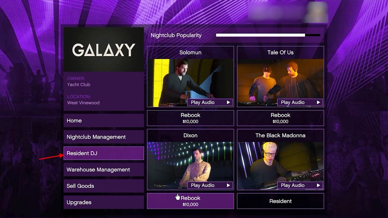 Thay đổi DJ trong hướng dẫn Nightclub GTA 5