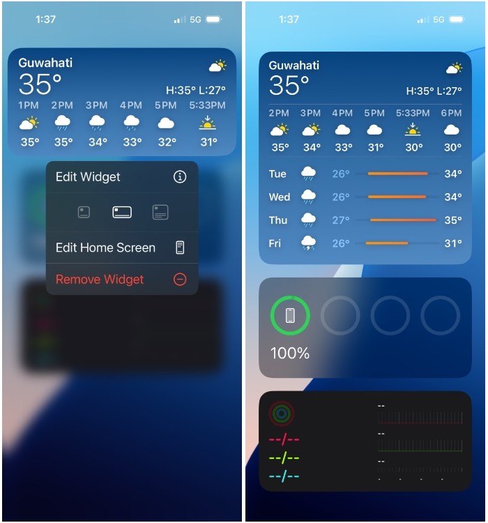 Thay đổi kích thước tiện ích trên iOS 18