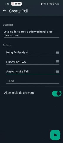 Thay đổi thứ tự các tùy chọn Poll WhatsApp