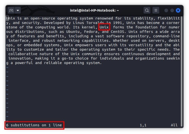 Thay thế tất cả các lần xuất hiện của từ Linux bằng từ Unix