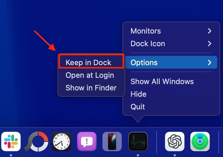 Thêm Activity Monitor vào Dock trên Mac