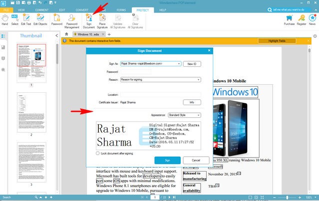 Thêm chữ ký số vào PDF