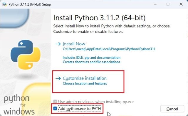 Thêm Python vào PATH