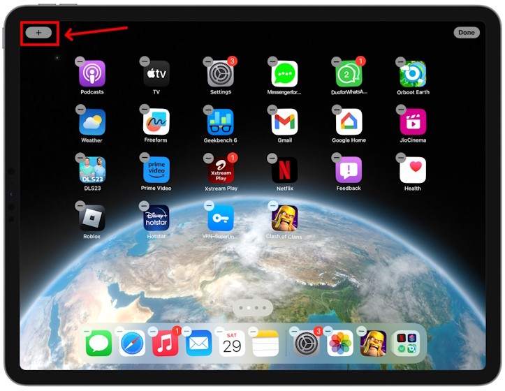 Thêm widget pin vào màn hình chính iPad