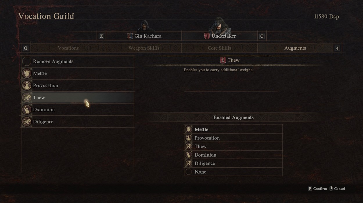 Thew Augment in Dragon (Kỹ năng bổ trợ Thew trong Dragon's Dogma 2)