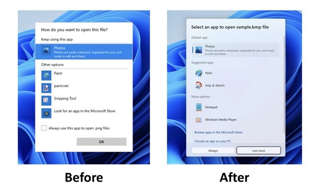 Thiết kế hộp thoại &quot;Open with&quot; mới trong Windows 11 Build 22567