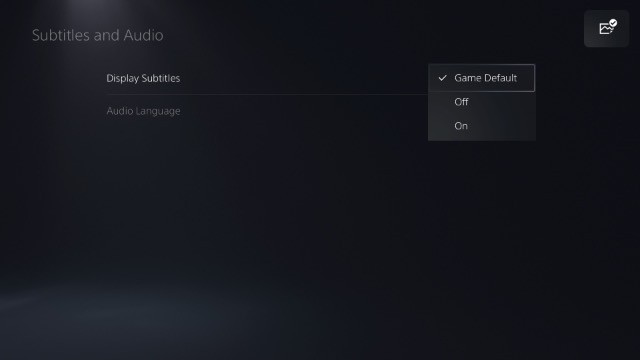 Thiết lập trước phụ đề trong game PS5