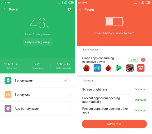 Thời lượng pin của Redmi Y1