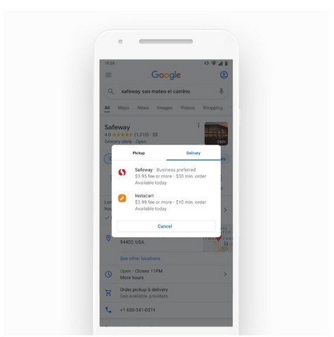 Thông tin giao hàng và nhận hàng trên Google Maps