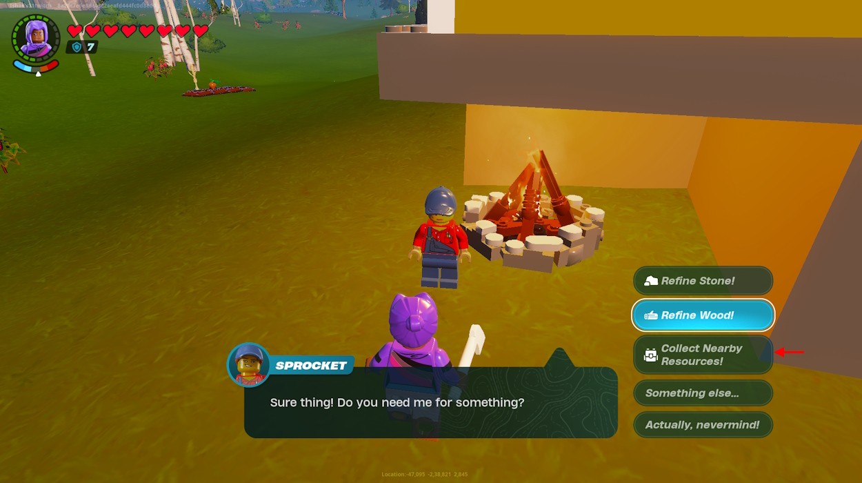 Thu thập công việc tài nguyên lân cận trong LEGO Fortnite