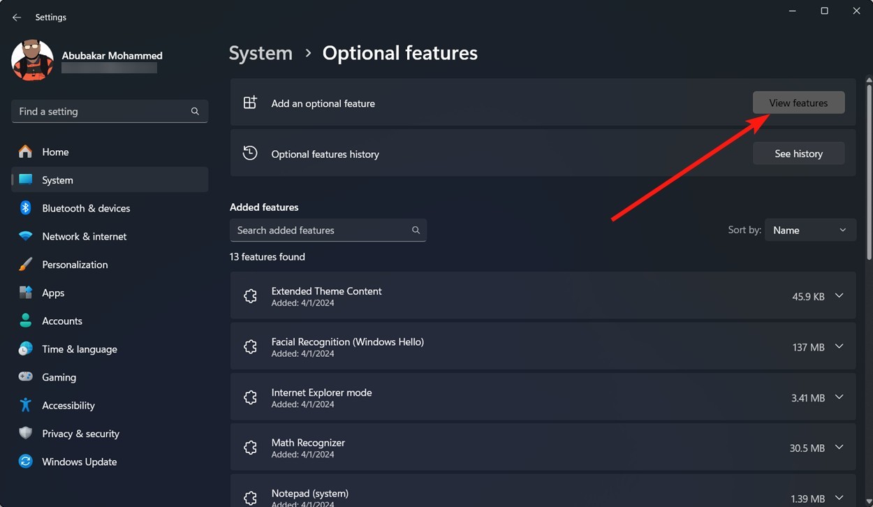 Tìm kiếm RSAT trong danh sách Optional features của Windows 11