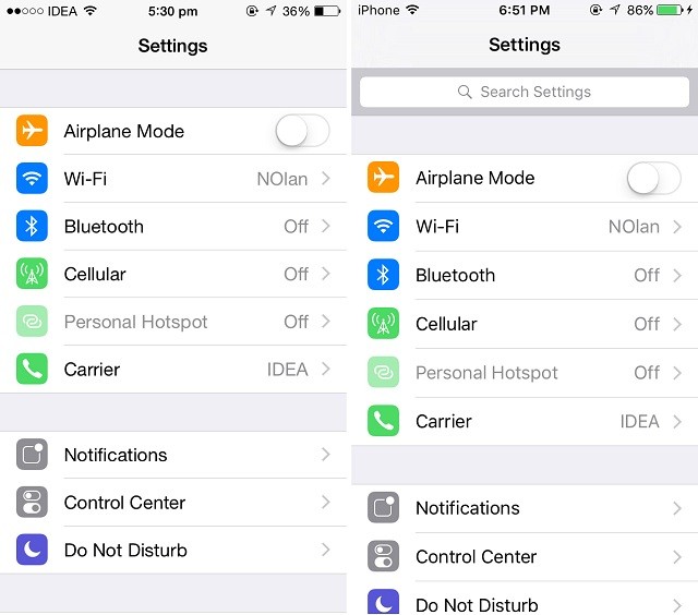 Tìm Kiếm Trong Cài Đặt iOS 8 và iOS 9