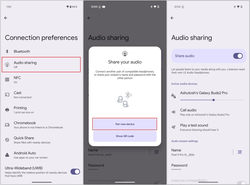 Tính năng Chia sẻ Âm thanh Bluetooth đang được sử dụng