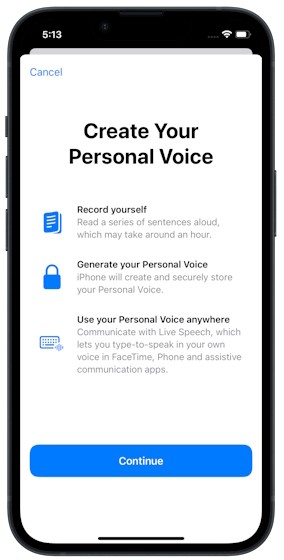 Tính năng Giọng Nói Cá Nhân (Personal Voice) trên iOS 17