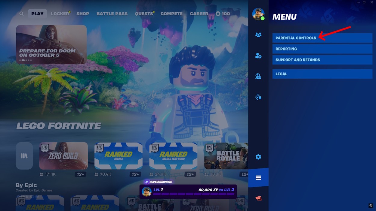Tính năng kiểm soát của phụ huynh trong Fortnite