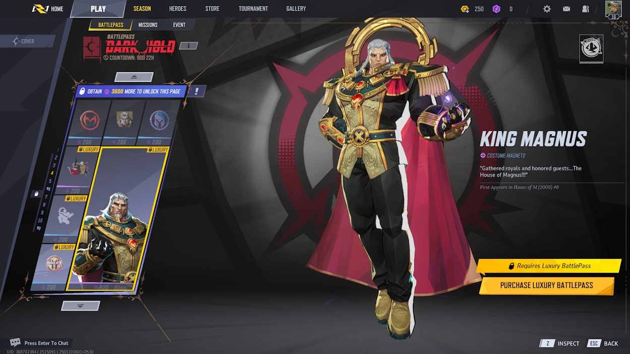 Trang Battle Pass Magneto Mùa 1 Marvel Rivals