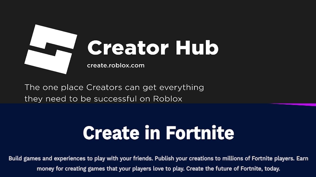 Trang Cổng thông tin Người sáng tạo trong Roblox và Fortnite