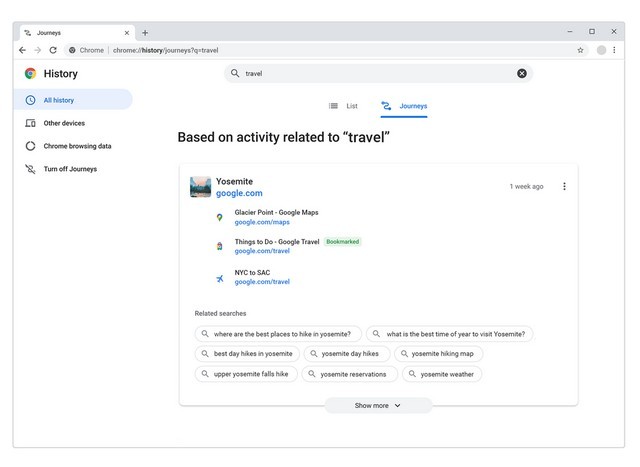 Google Chrome Cập Nhật Tính Năng “Journeys” và Nhiều Hơn Nữa
