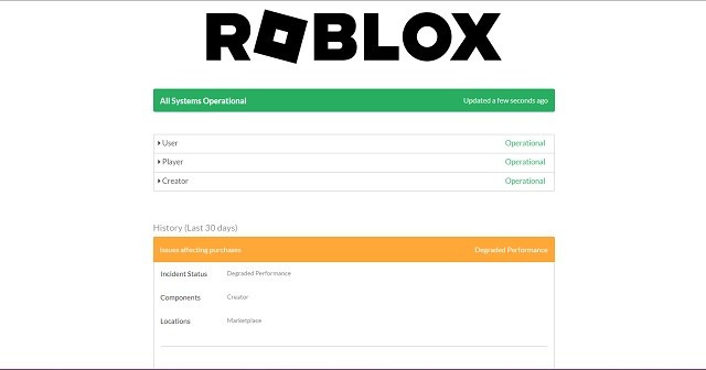 Trạng thái Máy chủ Roblox