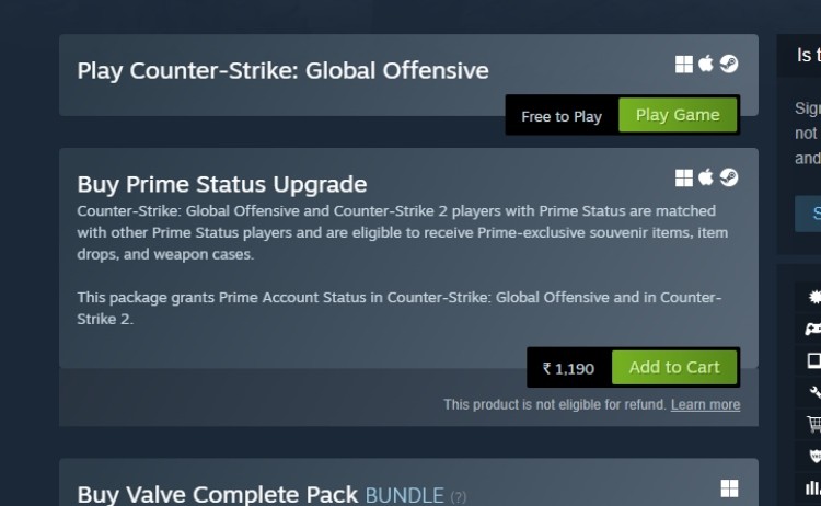 trạng thái prime trong counter strike