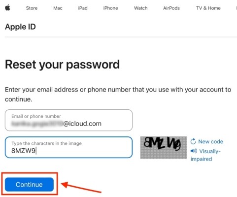 Trang web iForgot của Apple