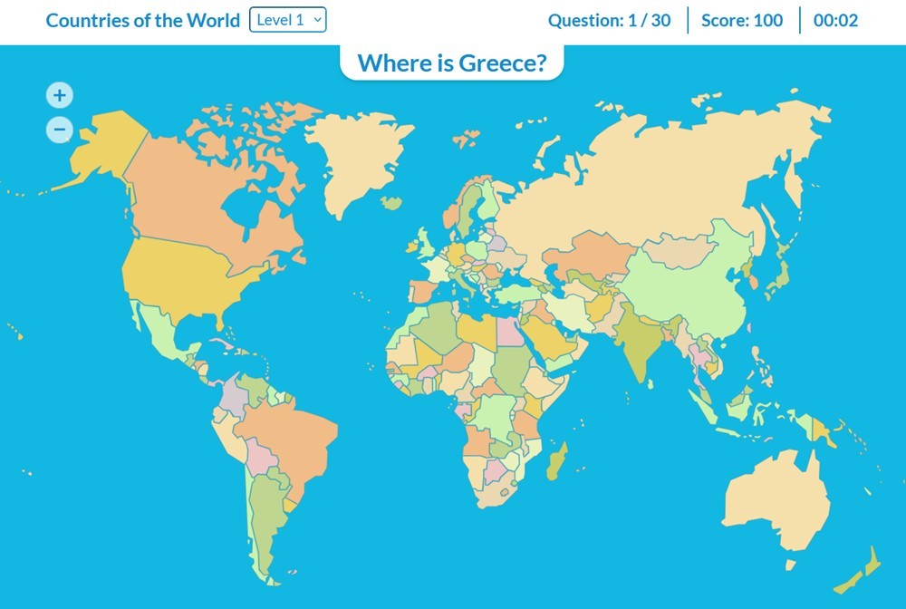 Trang web PlayGeography với câu hỏi &quot;Hy Lạp ở đâu?&quot;