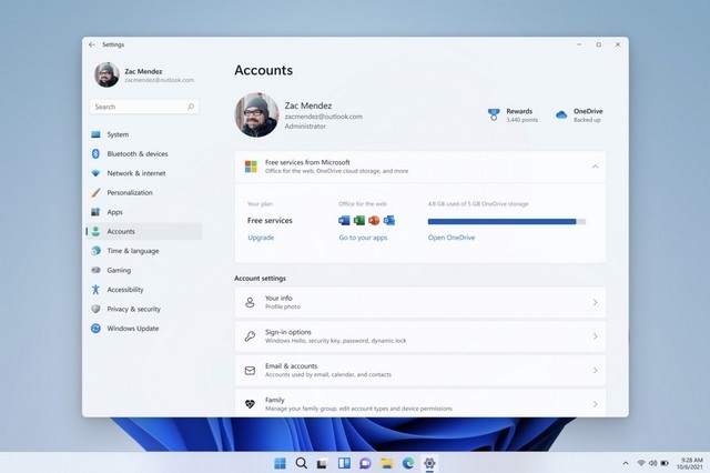 Trang &quot;Your Microsoft Account&quot; mới trong Windows 11 Build 22567