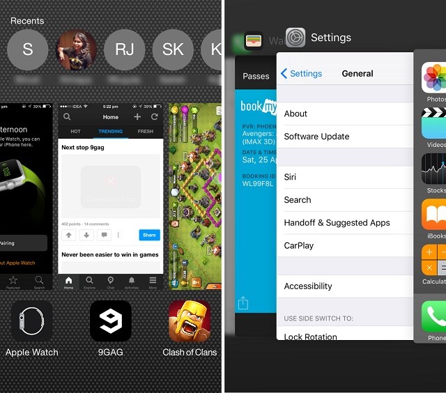 Trình chuyển ứng dụng iOS 8 và iOS 9