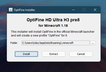 Trình hướng dẫn cài đặt Optifine cho Minecraft 1.18